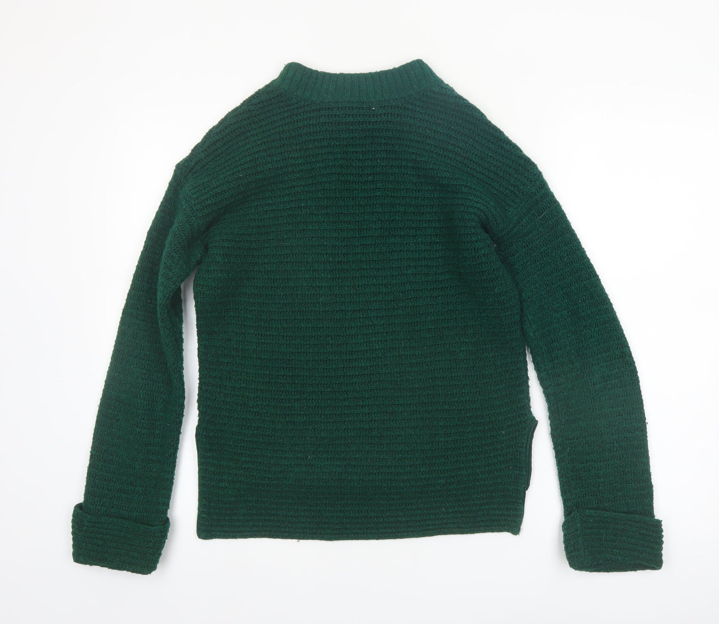 John Lewis Anyday Women Green Chunky Knit Crew Neck Pullover Jumper XS