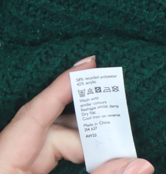 John Lewis Anyday Women Green Chunky Knit Crew Neck Pullover Jumper XS