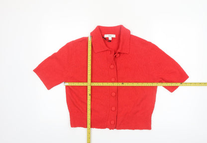 Marks and Spencer Women’s Red Collared Short Sleeve Knit Cardigan M
