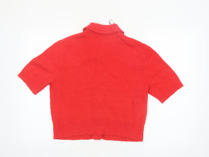 Marks and Spencer Women’s Red Collared Short Sleeve Knit Cardigan M