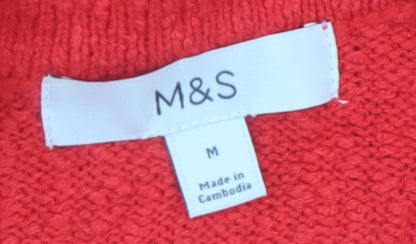 Marks and Spencer Women’s Red Collared Short Sleeve Knit Cardigan M