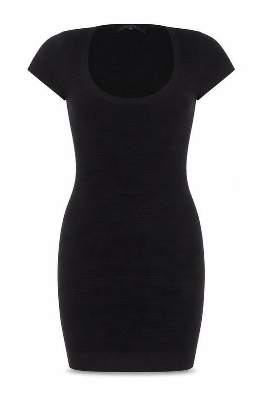 Front view of French Connection Women's Black, size 12, Bodycon Knit Dress