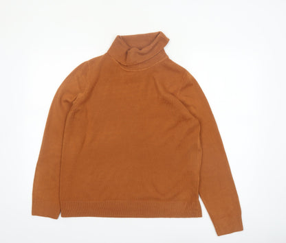 Marks and Spencer Women Brown Roll Neck Acrylic Jumper Size 16