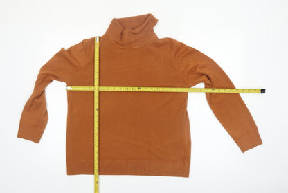 Marks and Spencer Women Brown Roll Neck Acrylic Jumper Size 16