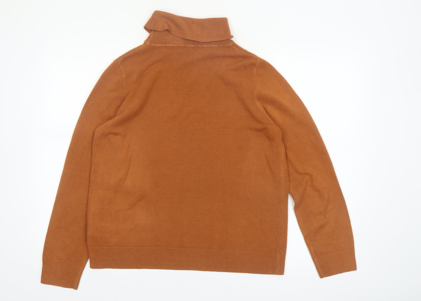 Marks and Spencer Women Brown Roll Neck Acrylic Jumper Size 16