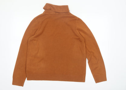 Marks and Spencer Women Brown Roll Neck Acrylic Jumper Size 16