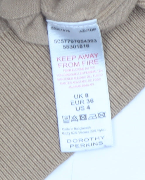 Dorothy Perkins Women’s Beige Collared Pullover Jumper Size 8