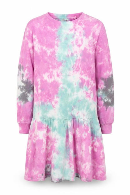 Next Girls Multicoloured Tie Dye Cotton Long Sleeve T-Shirt Dress 15 Years