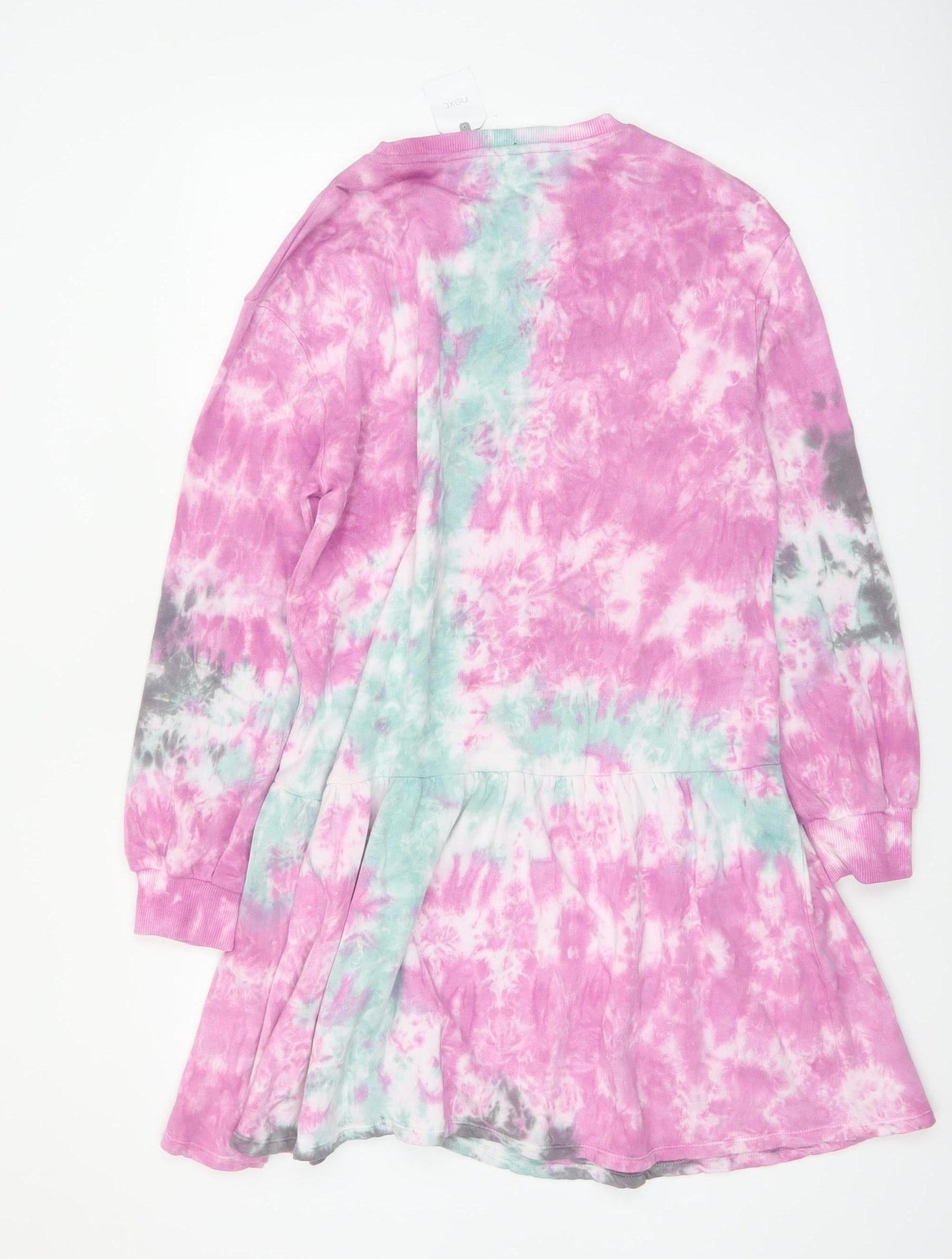 Next Girls Multicoloured Tie Dye Cotton Long Sleeve T-Shirt Dress 15 Years