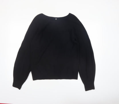 Uniqlo Women Black Cotton Boat Neck Long Sleeve Jumper Size S