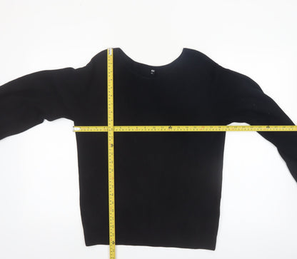 Uniqlo Women Black Cotton Boat Neck Long Sleeve Jumper Size S