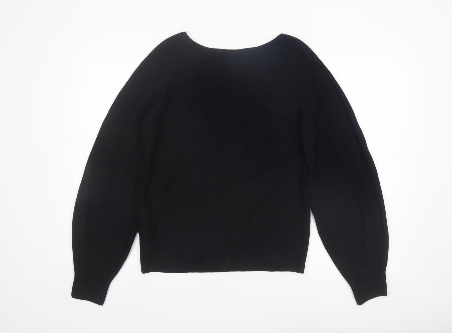 Uniqlo Women Black Cotton Boat Neck Long Sleeve Jumper Size S