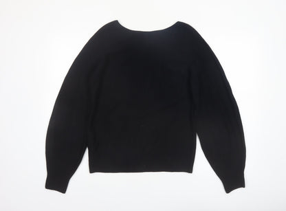Uniqlo Women Black Cotton Boat Neck Long Sleeve Jumper Size S