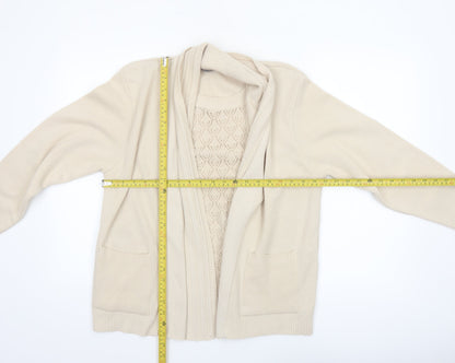 Mia Moda Women’s Beige Knit Acrylic Cardigan M Long Sleeve Open Front
