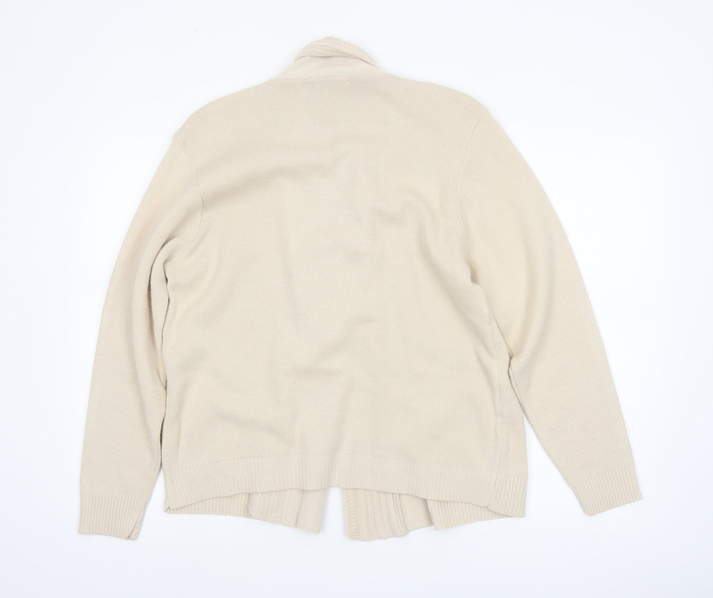Mia Moda Women’s Beige Knit Acrylic Cardigan M Long Sleeve Open Front