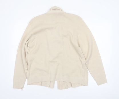 Mia Moda Women’s Beige Knit Acrylic Cardigan M Long Sleeve Open Front