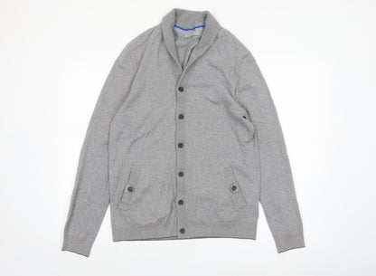 Ted Baker Men's Grey Cotton Blend Shawl Collar Cardigan Size M