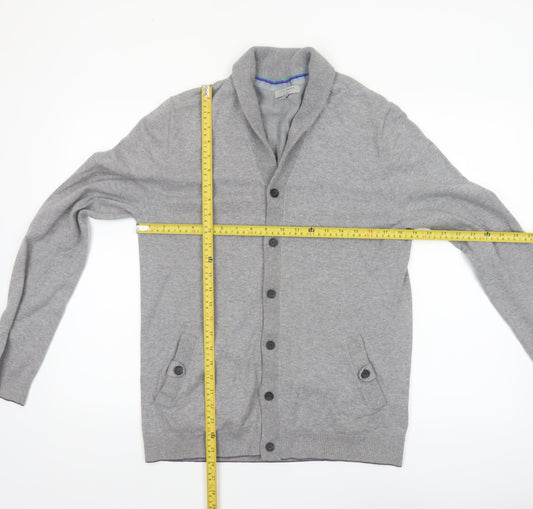 Ted Baker Men's Grey Cotton Blend Shawl Collar Cardigan Size M