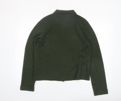 Lands' End Women's Green Cotton Collared Cardigan Size 12