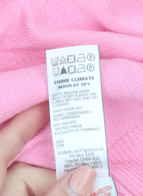 Marks and Spencer Women’s Pink Cardigan Size 18 Crew Neck Knit