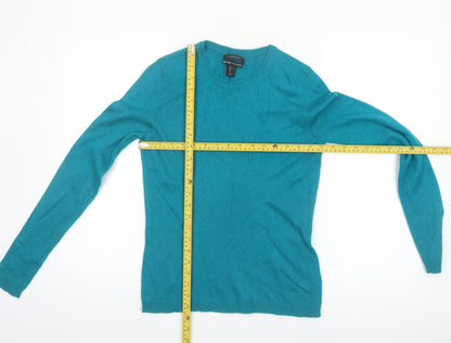 Tahari Women's Blue 100% Cashmere Crew Neck Jumper Size L