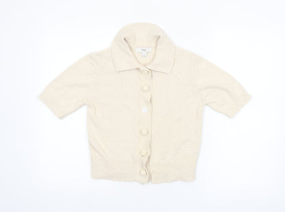 Marks and Spencer Women's Beige Collared Button Cardigan XS