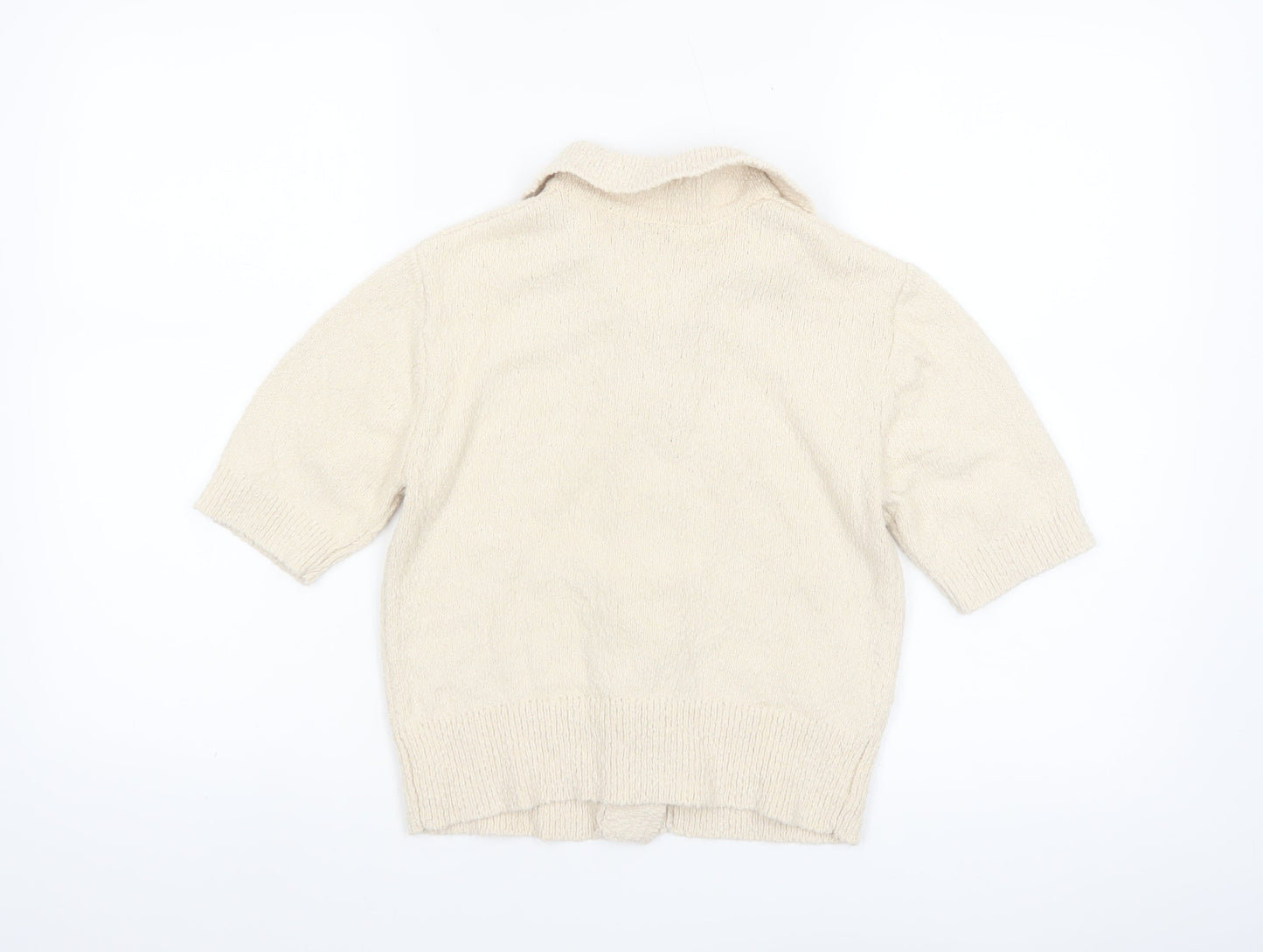 Marks and Spencer Women's Beige Collared Button Cardigan XS