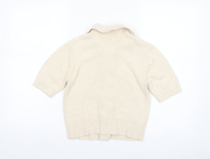 Marks and Spencer Women's Beige Collared Button Cardigan XS
