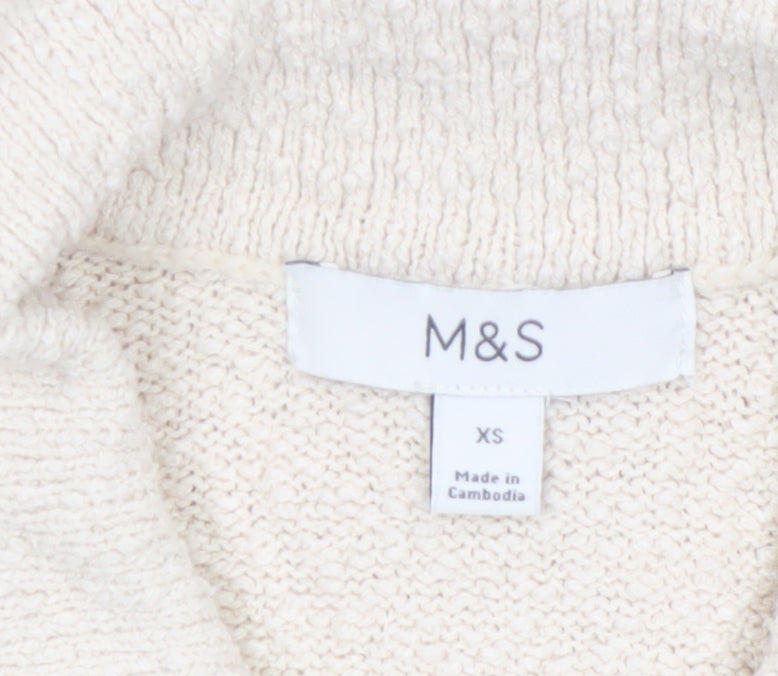 Marks and Spencer Women's Beige Collared Button Cardigan XS