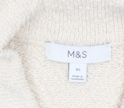 Marks and Spencer Women's Beige Collared Button Cardigan XS