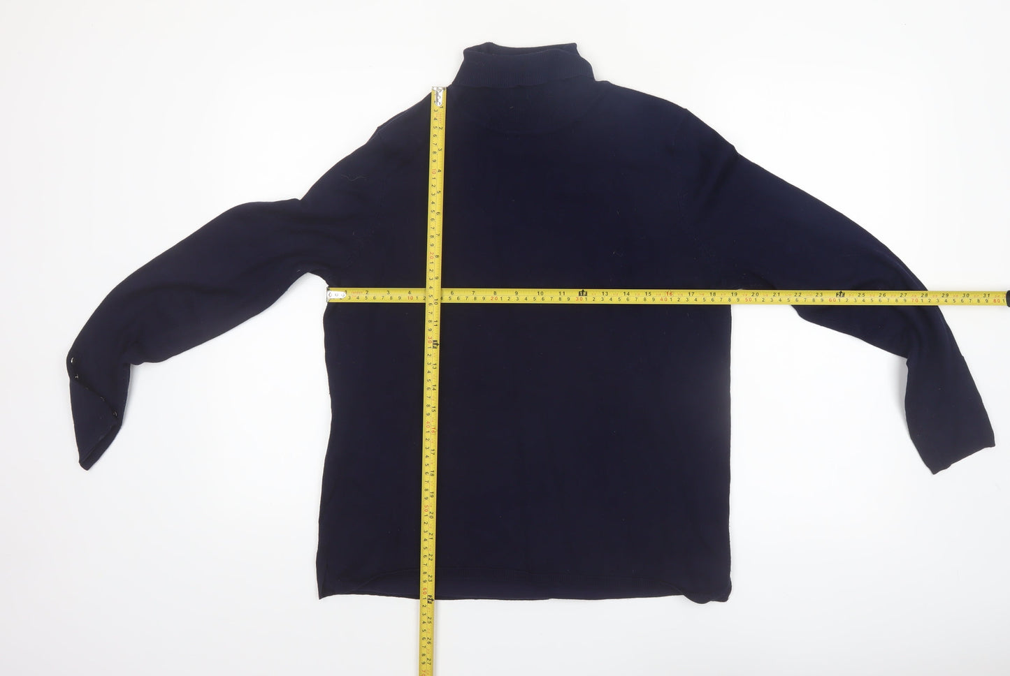 M&Co Women Navy Roll Neck Long Sleeve Jumper Size 16 Viscose Blend