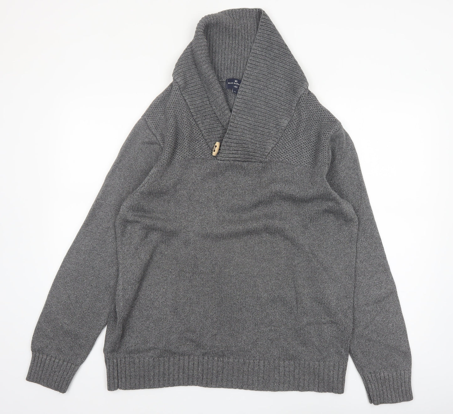 Marks and Spencer Blue Harbour Mens Grey XL Shawl Neck Jumper