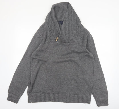 Marks and Spencer Blue Harbour Mens Grey XL Shawl Neck Jumper