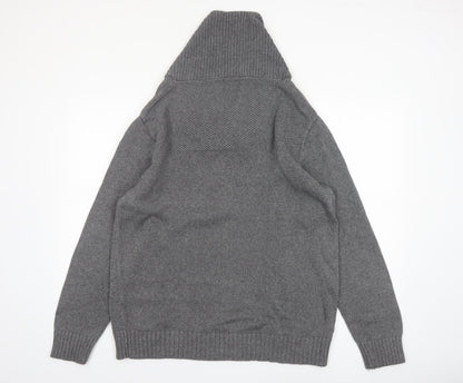 Marks and Spencer Blue Harbour Mens Grey XL Shawl Neck Jumper