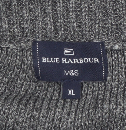 Marks and Spencer Blue Harbour Mens Grey XL Shawl Neck Jumper