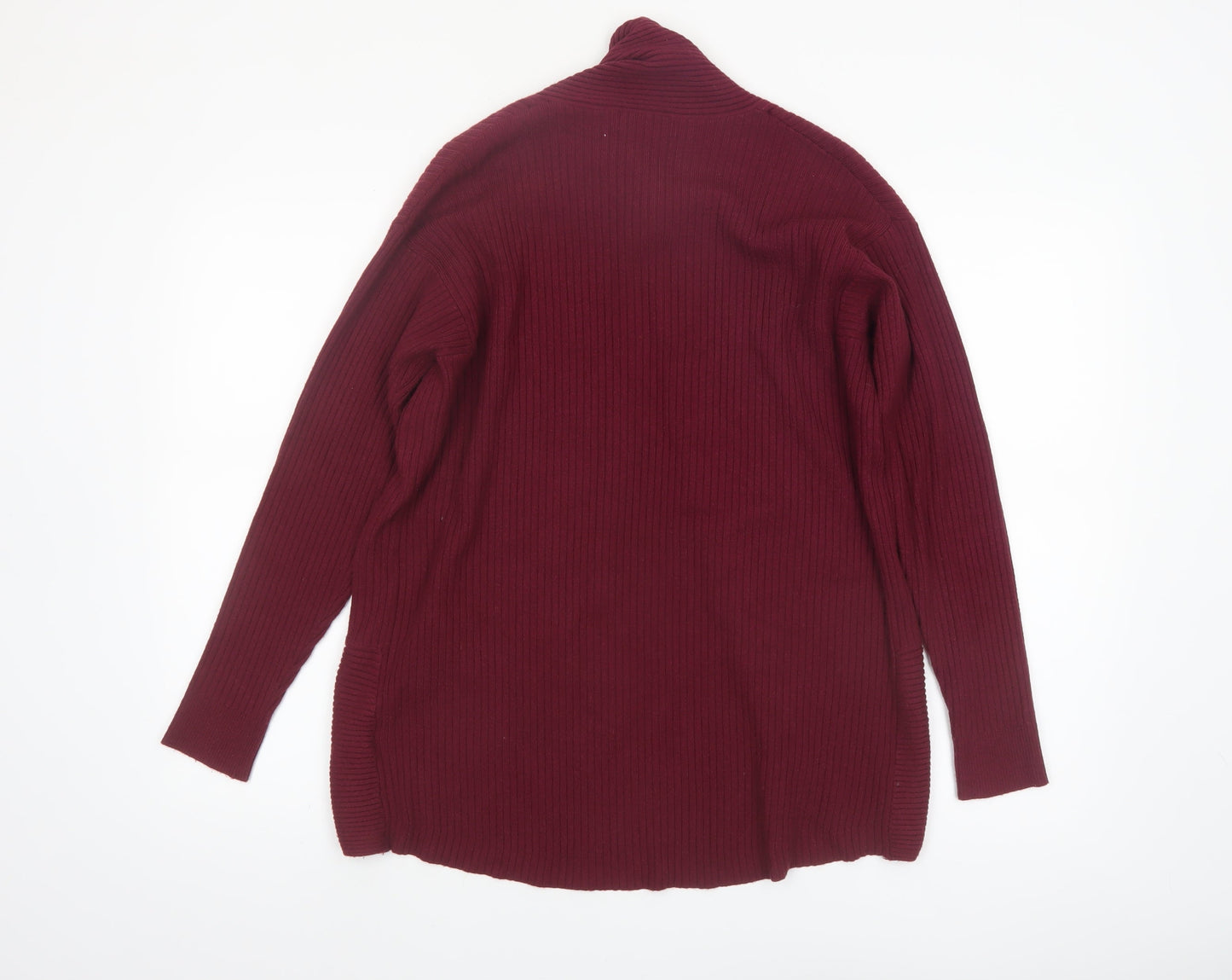 Marks and Spencer Women's Red Size 12 Long Sleeve Knit Open Cardigan