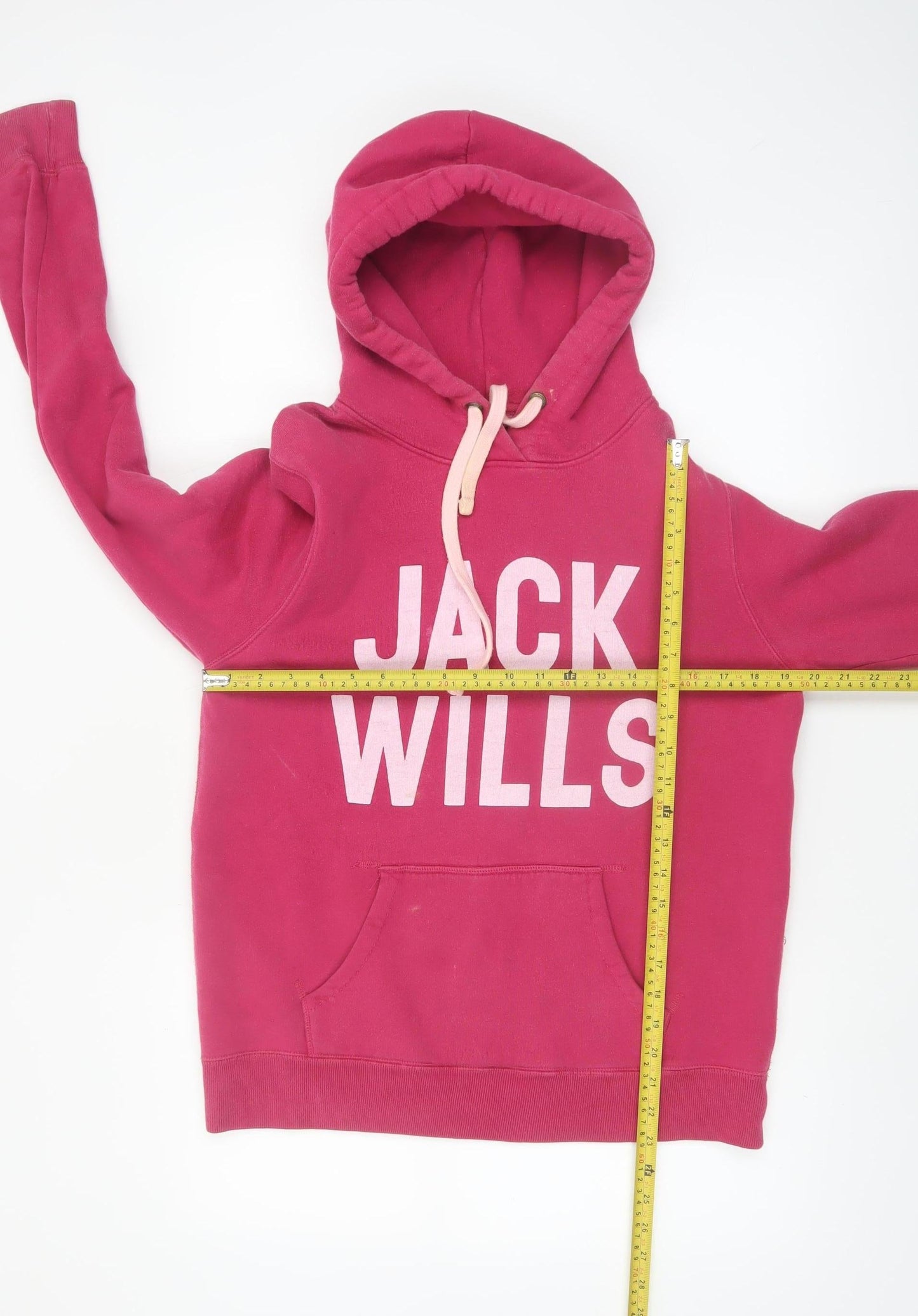 Jack Wills Womens Pink Logo Hoodie UK 14 Cotton Blend Pullover
