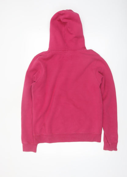 Jack Wills Womens Pink Logo Hoodie UK 14 Cotton Blend Pullover