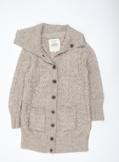 Falmer Heritage Womens Beige Size 14 Cable Knit Cardigan