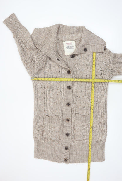Falmer Heritage Womens Beige Size 14 Cable Knit Cardigan