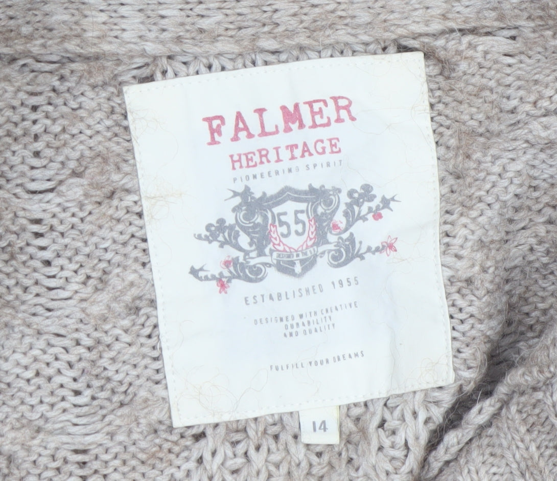 Falmer Heritage Womens Beige Size 14 Cable Knit Cardigan