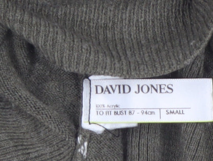 David Jones Women’s Green Roll Neck Knit Jumper Size S Classic Fit