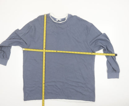 Next Men's Blue XL Long Sleeve Cotton Crew Neck Casual Top