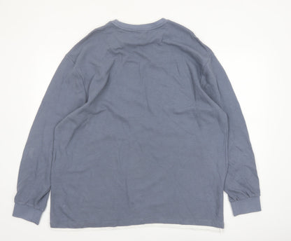 Next Men's Blue XL Long Sleeve Cotton Crew Neck Casual Top