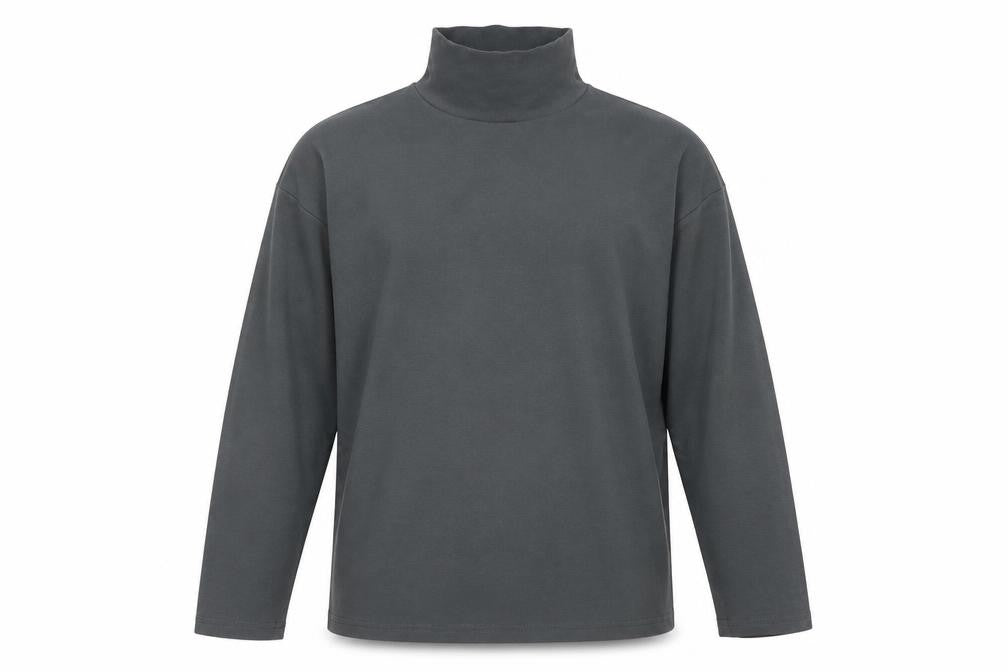 MAAG Men's Grey Roll Neck Long Sleeve Cotton Top Size M