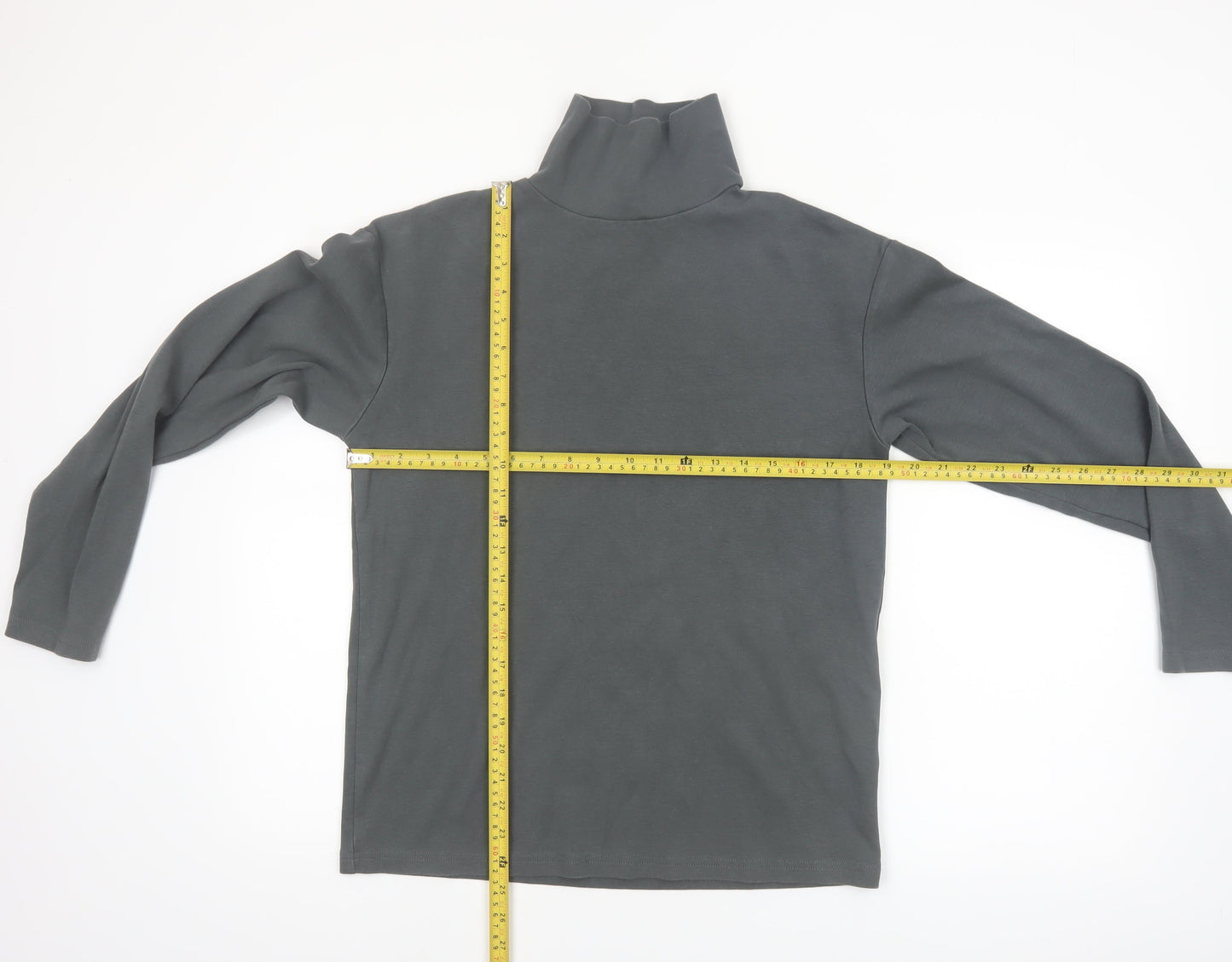 MAAG Men's Grey Roll Neck Long Sleeve Cotton Top Size M