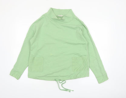 White Stuff Women’s Green Mock Neck Long Sleeve Cotton Top Size 10