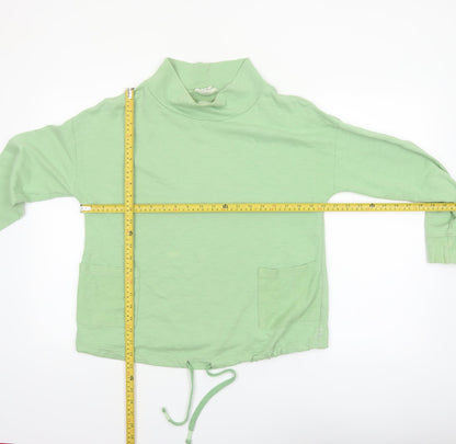 White Stuff Women’s Green Mock Neck Long Sleeve Cotton Top Size 10