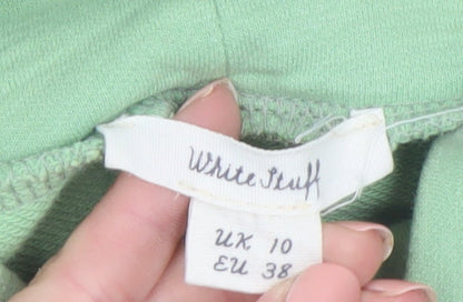 White Stuff Women’s Green Mock Neck Long Sleeve Cotton Top Size 10
