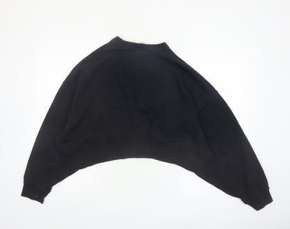 Nike Women's Black Cropped Pullover Sweatshirt Small Logo Crew Neck